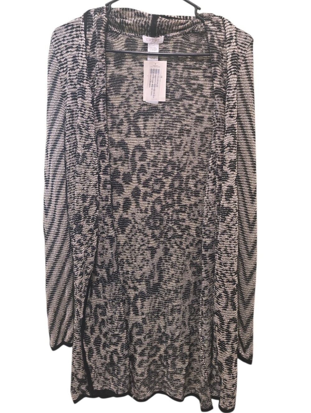Caché Lightweight Metallic Animal Print Open Cardigan Medium
